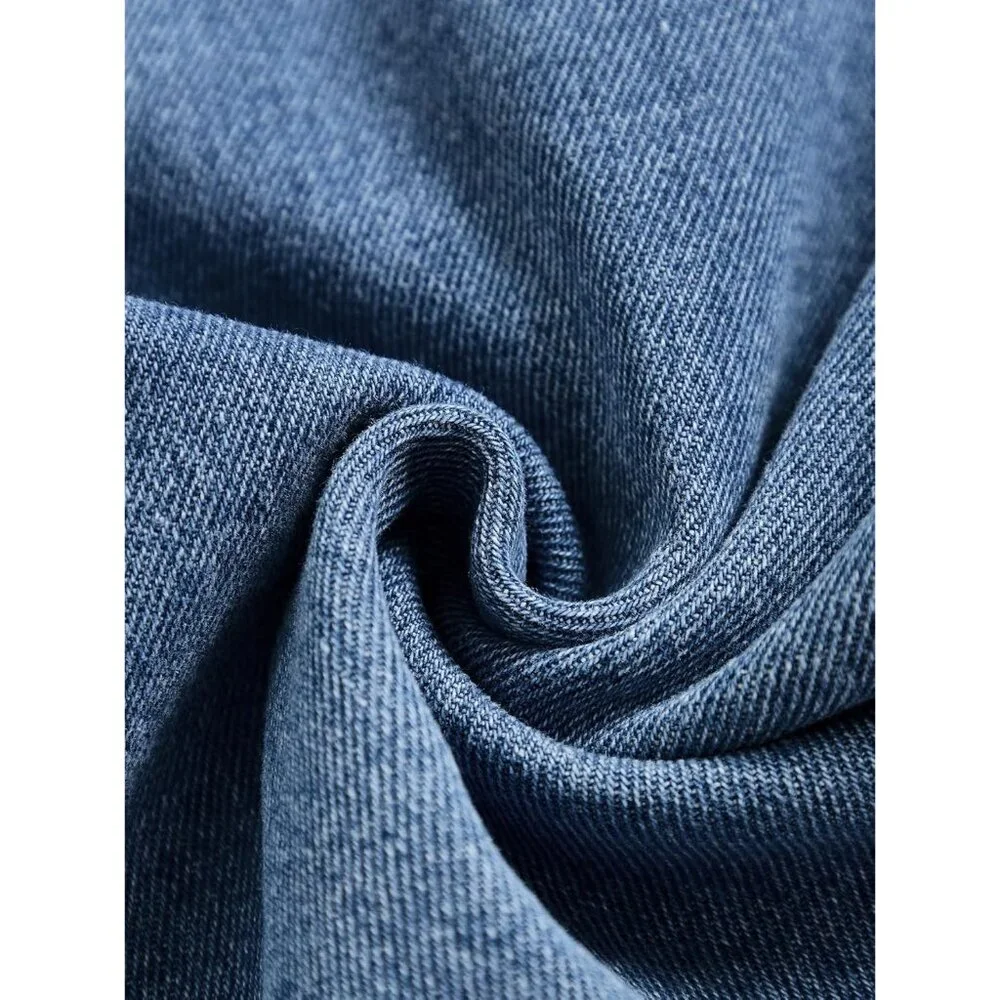 Women Cargo Jeans Elastic Waist Wide Leg Denim Plus Size Casual Pants - Picture 7 of 7